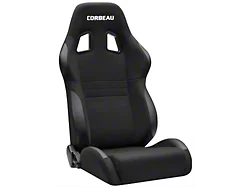 Corbeau A4 Wide Racing Seats with Double Locking Seat Brackets; Black Cloth (99-04 Mustang)