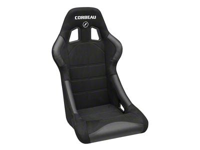 Corbeau Forza Racing Seats with Double Locking Seat Brackets; Black Suede (99-04 Mustang)