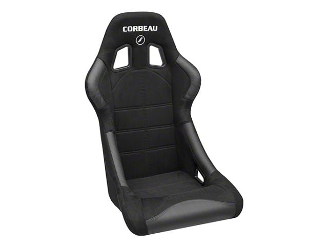 Corbeau Forza Racing Seats with Double Locking Seat Brackets; Black Suede (15-23 Mustang)