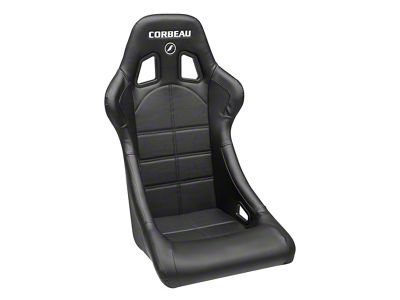 Corbeau Forza Racing Seats with Double Locking Seat Brackets; Black Vinyl (99-04 Mustang)