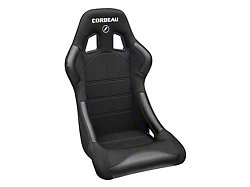 Corbeau Forza Wide Racing Seats with Double Locking Seat Brackets; Black Cloth (15-23 Mustang)