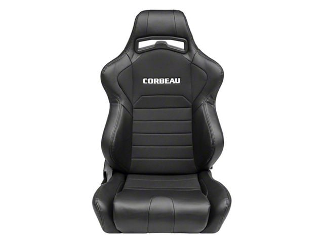 Corbeau LG1 Racing Seats with Double Locking Seat Brackets; Black Cloth (05-09 Mustang)