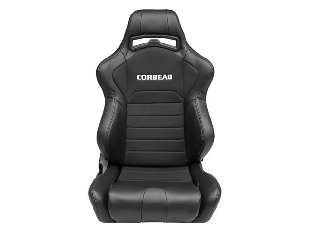 Corbeau LG1 Racing Seats with Double Locking Seat Brackets; Black Cloth (15-23 Mustang)