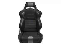 Corbeau LG1 Racing Seats with Double Locking Seat Brackets; Black Suede (05-09 Mustang)