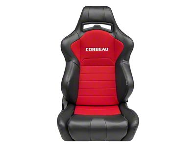 Corbeau LG1 Racing Seats with Double Locking Seat Brackets; Red Cloth (99-04 Mustang)