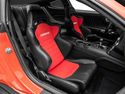 Corbeau LG1 Racing Seats; Red Cloth; Pair (Universal; Some Adaptation May Be Required)