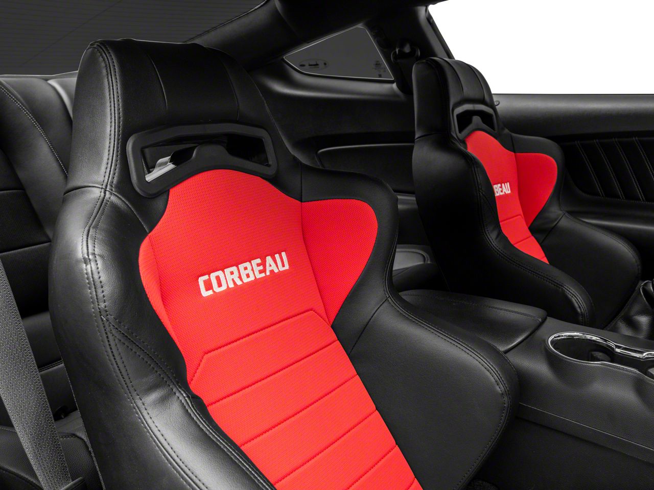 Corbeau Mustang LG1 Racing Seats; Red Cloth; Pair 25507PR