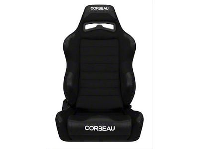 Corbeau LG1 Wide Racing Seats with Double Locking Seat Brackets; Black Cloth (94-98 Mustang)