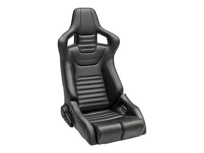 Corbeau Sportline RRB Reclining Seats with Double Locking Seat Brackets; Black Vinyl/Carbon Vinyl/Black Diamond Stitch (05-09 Mustang)
