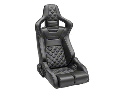 Corbeau Sportline RRB Reclining Seats; Black Vinyl/Carbon Vinyl/White Diamond Stitch; Pair (Universal; Some Adaptation May Be Required)