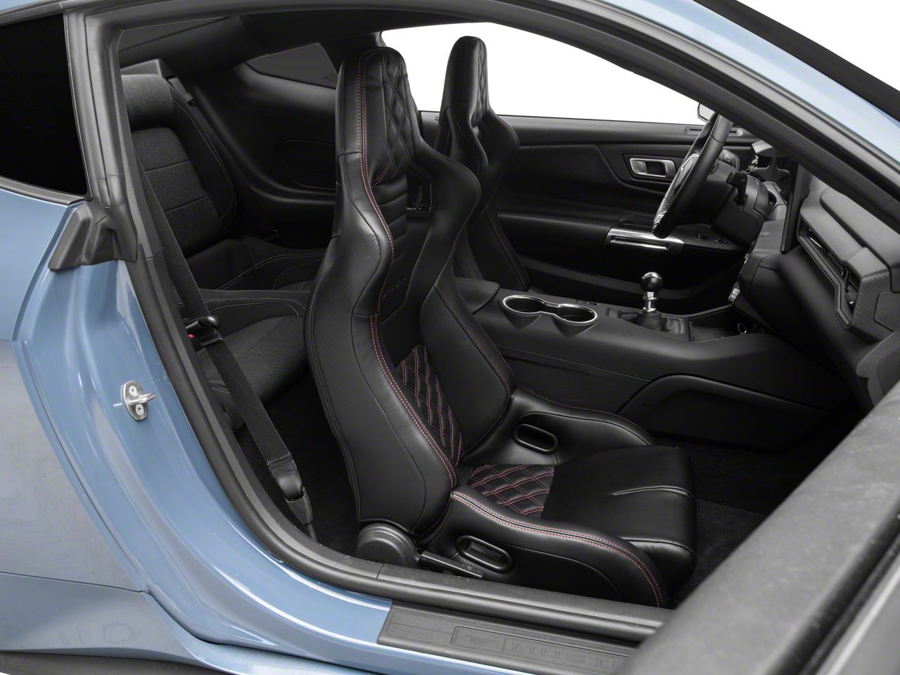 Corbeau Mustang Sportline RRB Reclining Seats; Black Vinyl/Carbon