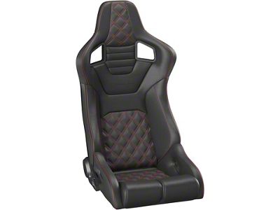 Corbeau Sportline RRB Reclining Seats with Double Locking Seat Brackets; Black Vinyl/Carbon Vinyl/Red Diamond Stitch (15-23 Mustang)