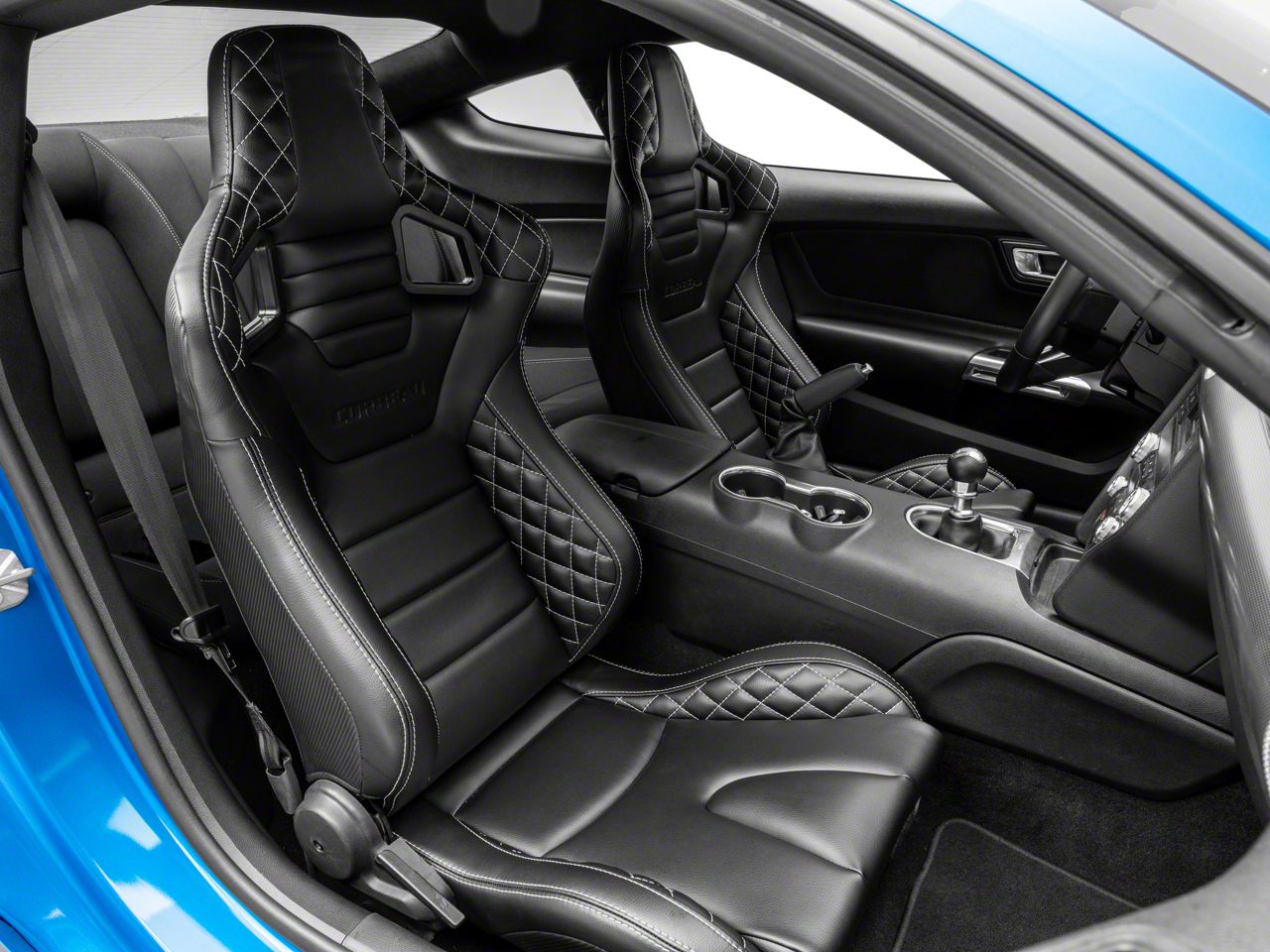 Corbeau Mustang Sportline RRS Reclining Seats; Black Vinyl Diamond ...