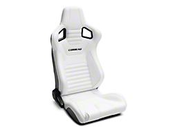 Corbeau Sportline RRS Reclining Seats; White Vinyl/Black Stitch; Pair (Universal; Some Adaptation May Be Required)