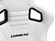 Corbeau Sportline RRS Reclining Seats; White Vinyl/Black Stitch; Pair (Universal; Some Adaptation May Be Required)