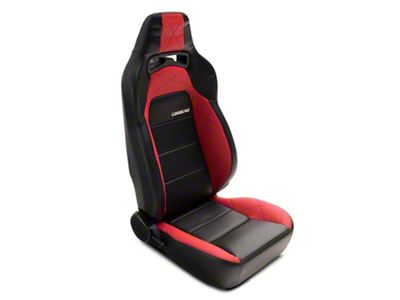 Corbeau Trailcat Reclining Seats; Black Vinyl/Red HD Vinyl; Pair (Universal; Some Adaptation May Be Required)