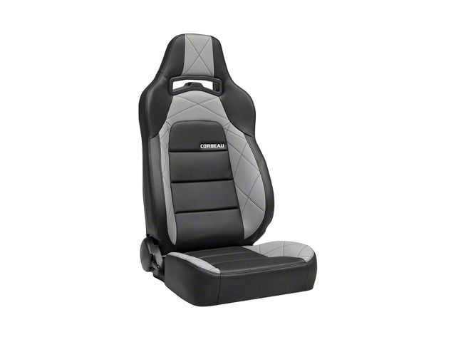 Corbeau Trailcat Reclining Seats; Black Vinyl/Gray HD Vinyl; Pair (Universal; Some Adaptation May Be Required)