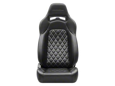 Corbeau Trailcat Reclining Seats with Seat Heater and Inflatable Lumbar; Black Vinyl/White Stitching; Pair (Universal; Some Adaptation May Be Required)