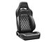 Corbeau Trailcat Reclining Seats with Seat Heater and Inflatable Lumbar; Black Vinyl/White Stitching; Pair (Universal; Some Adaptation May Be Required)
