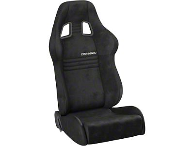 Corbeau A4 Racing Seats with Inflatable Lumbar; Black Suede; Pair (Universal; Some Adaptation May Be Required)