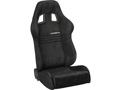 Corbeau A4 Racing Seats with Seat Heater; Black Suede; Pair (Universal; Some Adaptation May Be Required)