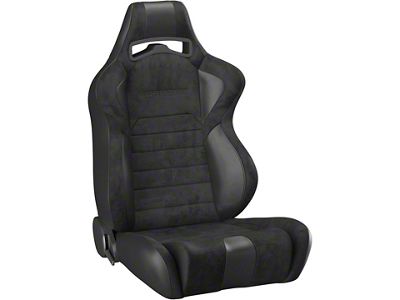 Corbeau LG1 Reclining Seats with Inflatable Lumbar; Black Suede/Vinyl; Pair (Universal; Some Adaptation May Be Required)
