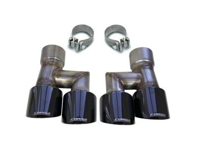 Corsa Performance Quad Twin Pro Series Exhaust Tips; 4-Inch; Black (18-23 Mustang GT & EcoBoost w/ Corsa Exhaust)