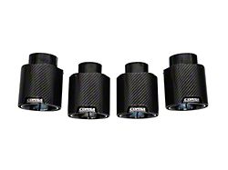 Corsa Performance Quad Straight Cut Exhaust Tips; 4.50-Inch; Black Carbon Fiber Tips (20-25 6.2L Corvette C8 w/ Corsa Exhaust)