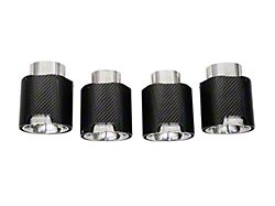 Corsa Performance Quad Straight Cut Exhaust Tips; 4.50-Inch; Polished Carbon Fiber Tips (20-25 6.2L Corvette C8 w/ Corsa Exhaust)