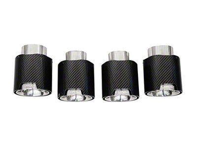 Corsa Performance Quad Straight Cut Exhaust Tips; 4.50-Inch; Polished Carbon Fiber Tips (20-25 6.2L Corvette C8 w/ Corsa Exhaust)