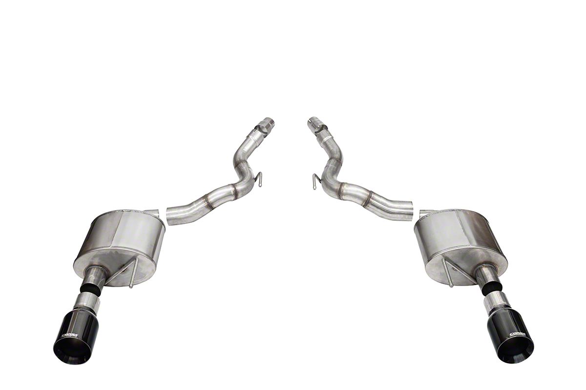 Corsa Performance Sport Axle-Back Exhaust with Straight Cut Black Tips (2024 Mustang GT Convertible w/o Active Exhaust)