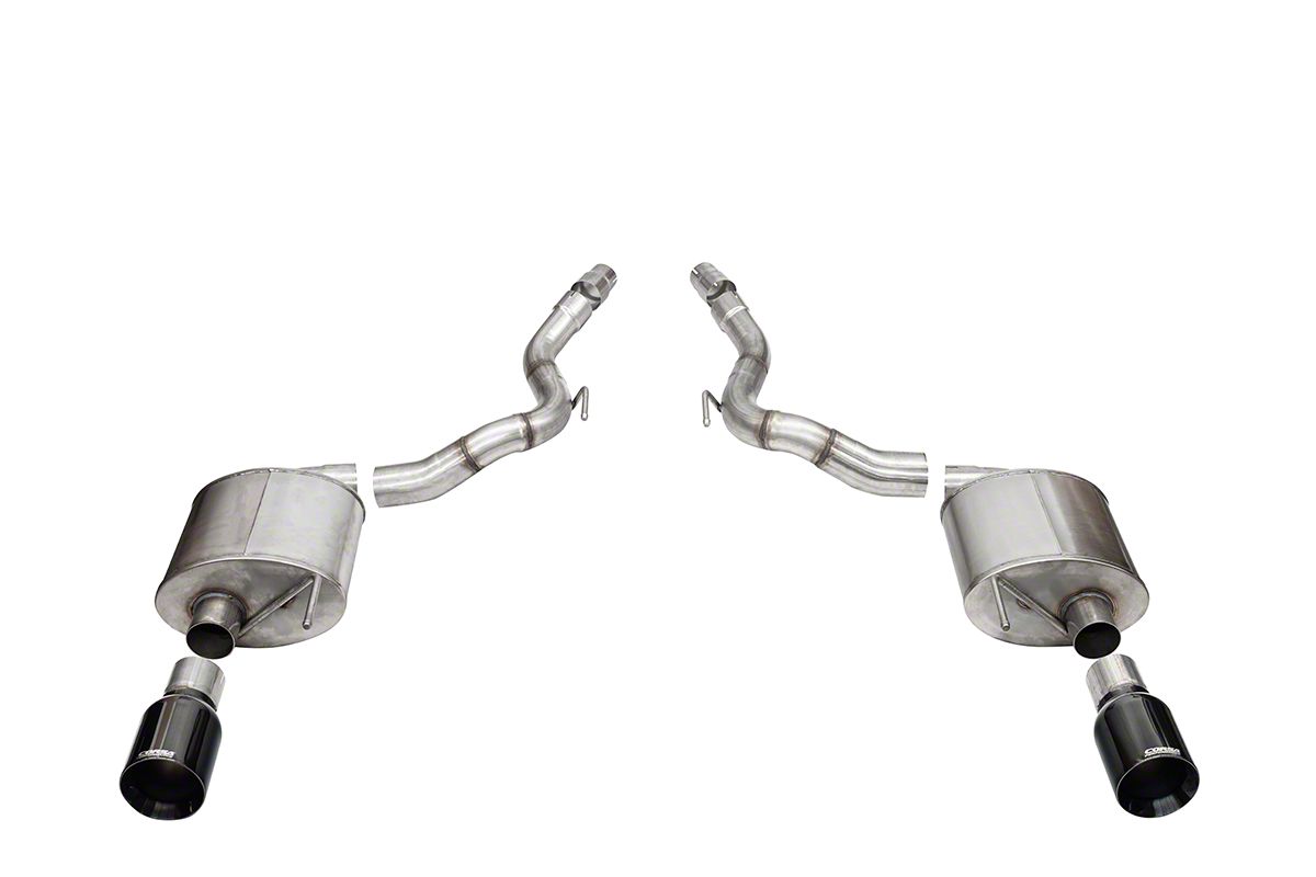 Corsa Performance Sport Axle-Back Exhaust with Straight Cut Black Tips (2024 Mustang GT Convertible w/o Active Exhaust)