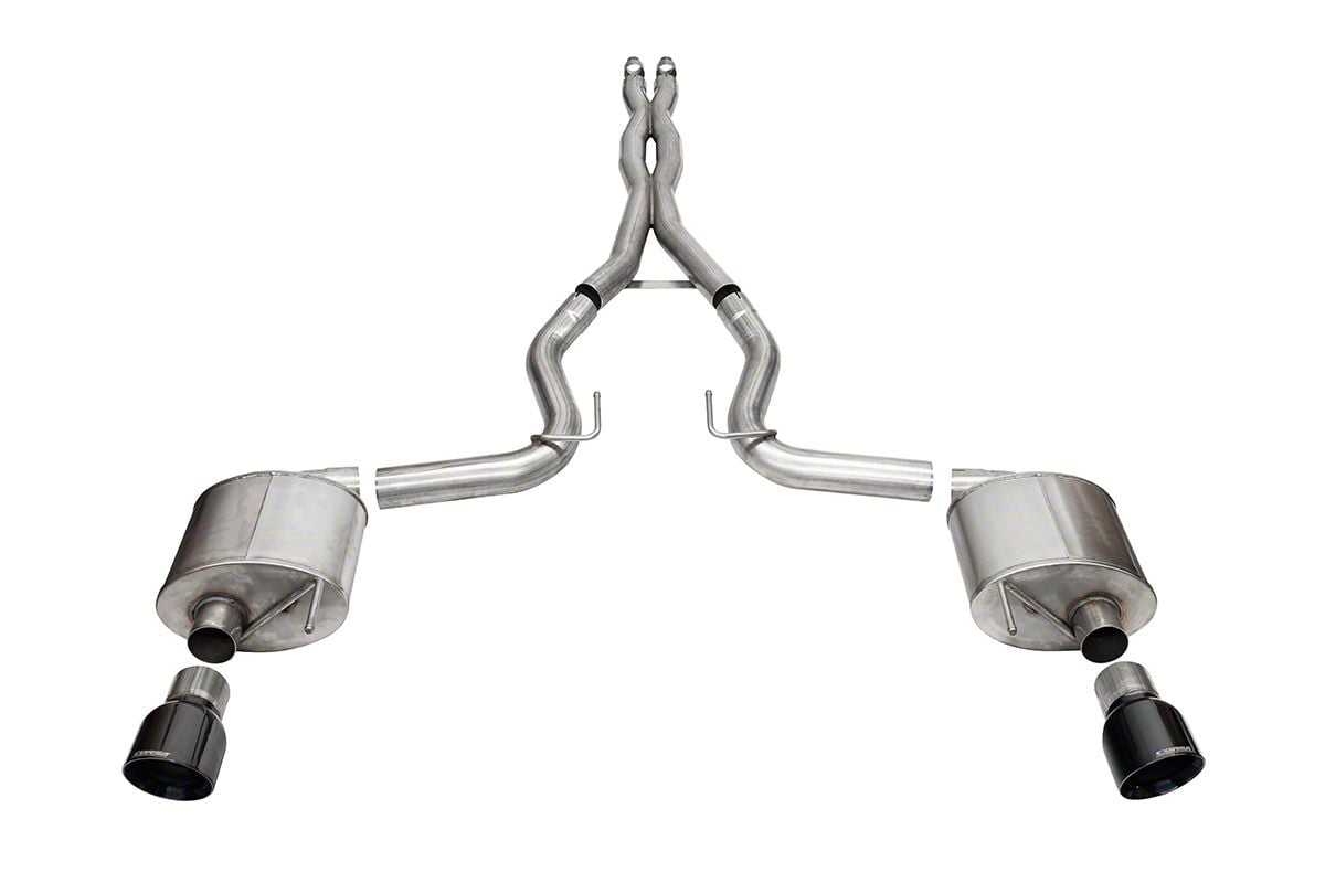 Corsa Performance Sport Cat-Back Exhaust with Black Tips (2024 Mustang GT Fastback w/o Active Exhaust)