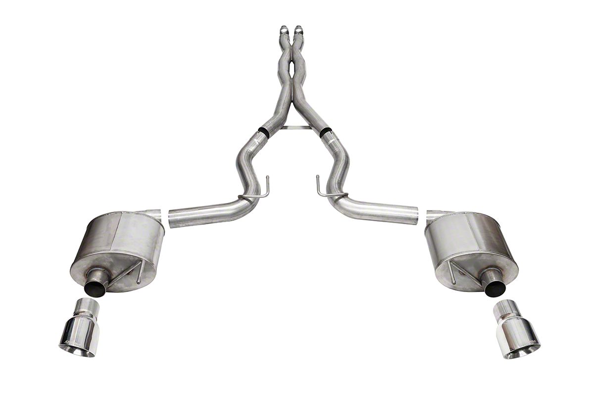 Corsa Performance Sport Cat-Back Exhaust with Polished Tips (2024 Mustang GT Fastback w/o Active Exhaust)
