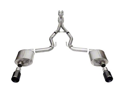 Corsa Performance Sport Cat-Back Exhaust with Straight Cut Black Tips (2024 Mustang GT Fastback w/o Active Exhaust)