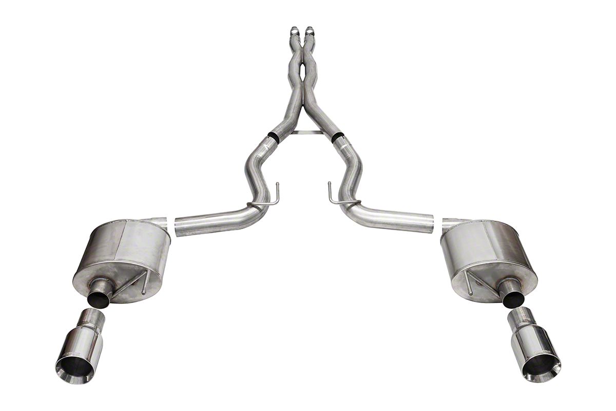 Corsa Performance Sport Cat-Back Exhaust with Straight Cut Polished Tips (2024 Mustang GT Fastback w/o Active Exhaust)