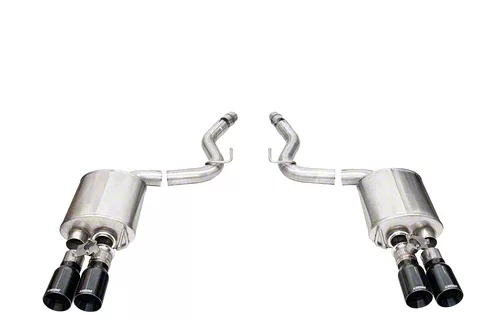 Corsa Performance Sport Valved Cat-Back Exhaust with Straight Cut Black Tips (2024 Mustang GT Fastback w/ Active Exhaust)