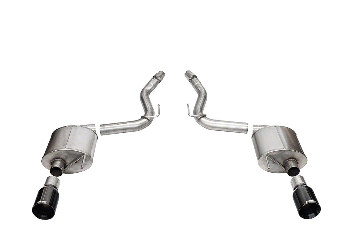 Corsa Performance Touring Axle-Back Exhaust with Straight Cut Black Tips (2024 Mustang GT Fastback w/o Active Exhaust)