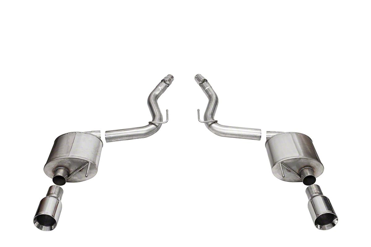 Corsa Performance Touring Axle-Back Exhaust with Straight Cut Polished Tips (2024 Mustang GT Fastback w/o Active Exhaust)