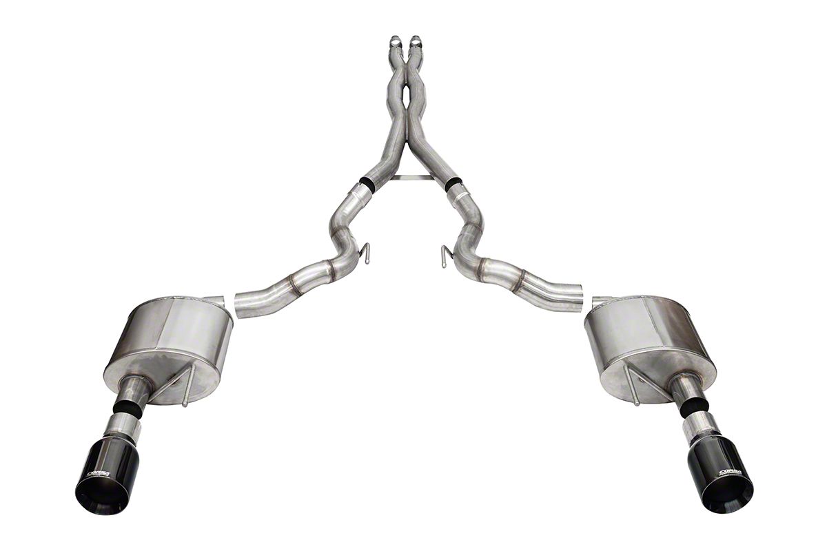 Corsa Performance Xtreme Cat-Back Exhaust with Straight Cut Black Tips (2024 Mustang GT Convertible w/o Active Exhaust)