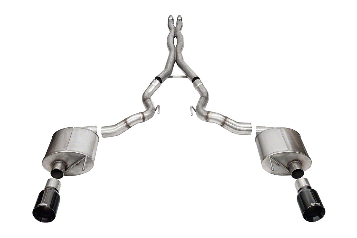 Corsa Performance Xtreme Cat-Back Exhaust with Straight Cut Black Tips (2024 Mustang GT Convertible w/o Active Exhaust)