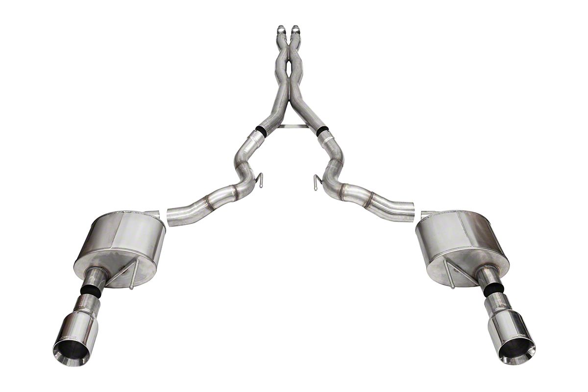Corsa Performance Xtreme Cat-Back Exhaust with Straight Cut Polished Tips (2024 Mustang GT Convertible w/o Active Exhaust)