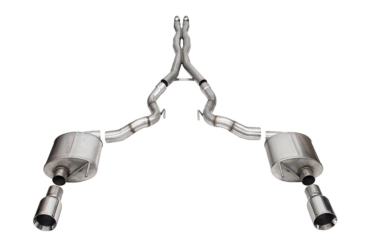 Corsa Performance Xtreme Cat-Back Exhaust with Straight Cut Polished Tips (2024 Mustang GT Convertible w/o Active Exhaust)