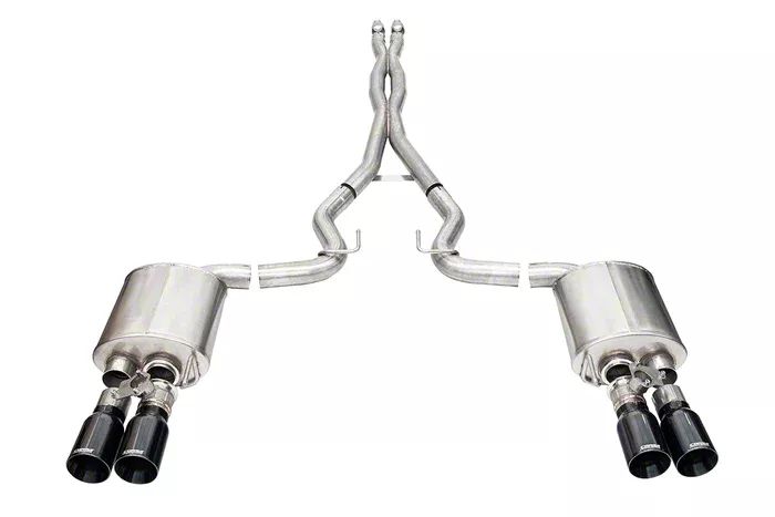 Corsa Performance Xtreme Valved Cat-Back Exhaust with Straight Cut Black Tips (2024 Mustang GT Fastback w/ Active Exhaust)