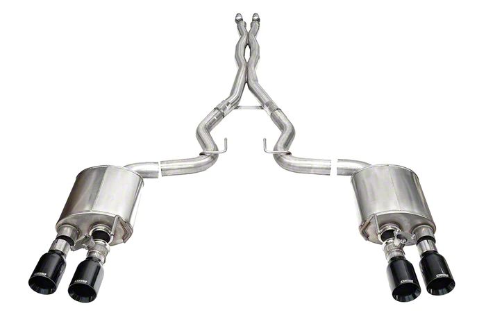 Corsa Performance Xtreme Valved Cat-Back Exhaust with Straight Cut Black Tips (2024 Mustang Dark Horse)