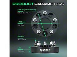 1.25-Inch 5-Lug Wheel Spacers; Rear Only; Black; Set of Two (97-19 Corvette C5, C6 & C7)