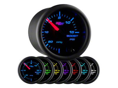 15 PSI Boost/Vacuum Gauge; Black 7 Color (Universal; Some Adaptation May Be Required)