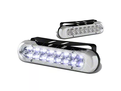 16-LED Rectangular Fog Lights; Clear (Universal; Some Adaptation May Be Required)