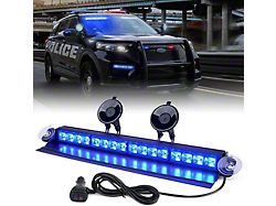 18-Inch Windshield Dash Strobe Light with Suction Cups; Blue (Universal; Some Adaptation May Be Required)