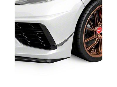 1VR Front Bumper Canards; Gloss Carbon Fiber Vinyl (20-25 Corvette C8)
